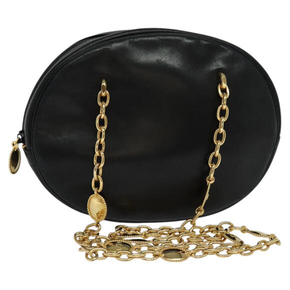 DIOR Chain Shoulder Bag Leather Black Gold - Picture 1 of 16